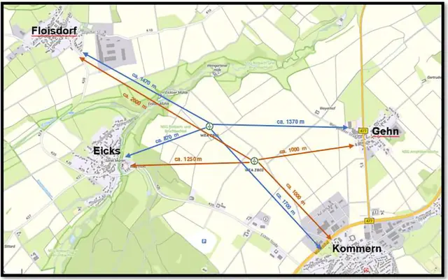 Offenbar eine attraktive Fläche: Obwohl zwischen Eicks, Floisdorf, Gehn und Kommern bereits ein Vorbescheid für vier Windkraftanlagen beim Kreis Euskirchen beantragt wurde, liegt nun ein weiterer Antrag auf Vorbescheidfür zwei Windräder vor.  | Foto: Grafik: Stadt Mechernich/pp