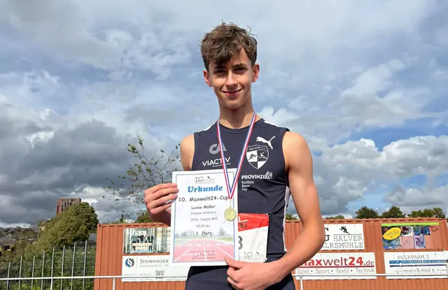 THC Lasse Müller für den Kooperations Partner Cologne Athletics in bestechender Form. | Foto: THC Brühl