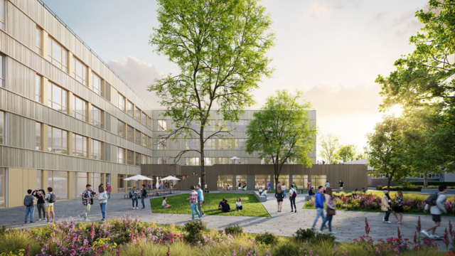 Im Kuckental entsteht aktuell eine Weiterentwicklung der Frechener Schullandschaft mit dem Titel „Rotationsgebäude“.  | Foto: scape Landschaftsarchitekten