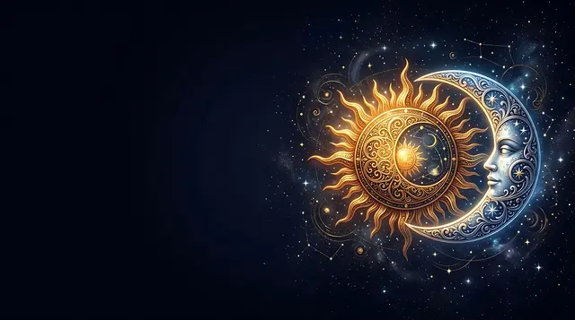 Sonne und Mond gehören zu den ältesten Motiven der Menschheitsgeschichte – in der germanisch-nordischen Überlieferung begegnen sie als Sunna (Sól) und Máni. Seit Jahrtausenden versuchen Menschen, die Geheimnisse des Himmels zu deuten.  | Foto: stock.adobe.com/danangpudja Generiert mit KI