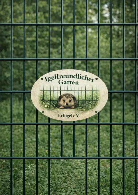 Alle Haushalte, die ihren Garten öffnen, erhalten als sichtbares Zeichen eine Plakette „Igelfreundlicher Garten“.  | Foto: Erftigel