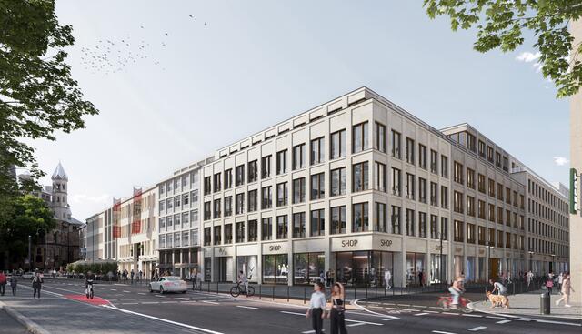 So könnte der Neubau aussehen, den die Kreissparkasse Köln entlang der Richmodstraße plant.  | Foto: Visualisierung: Architektur Römer Kögeler Partner