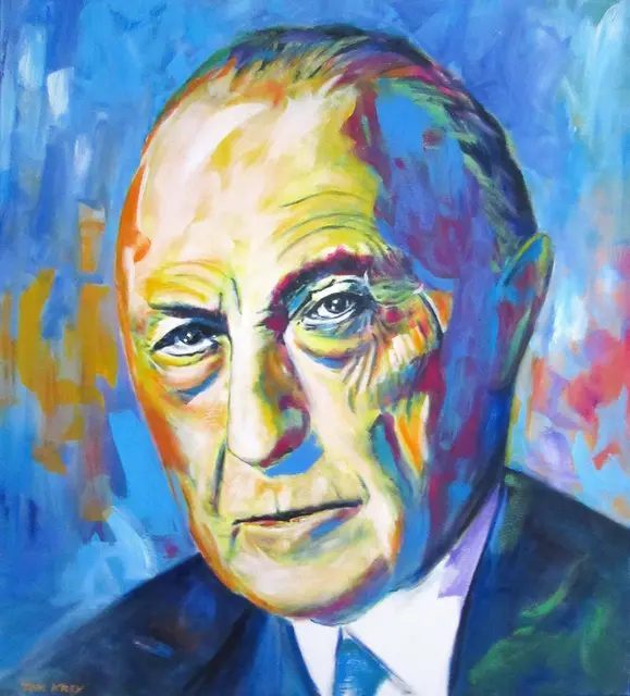Das GAT Mechernich ehrt Konrad Adenauer zum 150. Geburtstag mit vier Ausstellungen. Auch bundesweit wird der Architekt der jungen deutschen Demokratie sowie Mitgründer des geeinten Europas gefeiert. Dieses Pop Art-Porträt ist eines von zwei Gemälden, die der Künstler Tom Krey beisteuert.  | Foto: Krey/pp/Agentur ProfiPress