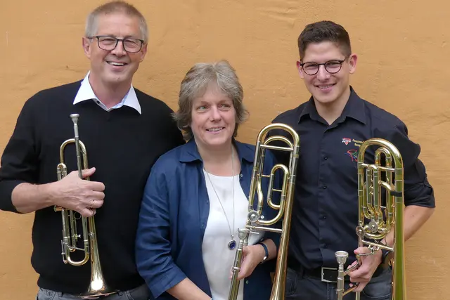 Vorstand der Oberbergischen Posaunenvereinigung: Eckhard Gülicher, Beate Ising, Lars Patrick Petri, der jetzt Mitglied des Landesposaunenrats ist.  | Foto: Kirchenkreis An der Agger/Vera Marzinski