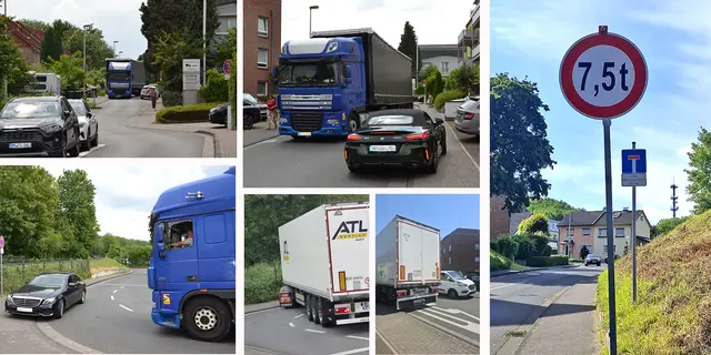 Nach Warnungen aus der Bevölkerung darf die Sandstraße nur noch von Fahrzeugen unter 7,5 Tonnen befahren werden. Doch die Anwohner melden, dass weiterhin „30 bis 40 Sattelschlepper täglich“ die Straße nutzen und fordern mehr Kontrollen durch die Polizei. | Foto: Lars Kindermann / Martina Kohls