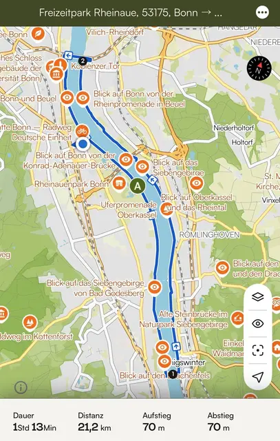 Ein Blick auf den Verlauf der Strecke zeigt: Hier sollte sich niemand verfahren.  | Foto: visit Bonn Region