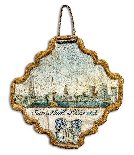 Kerzenschild der „Kreisstadt Lechenich“ aus Kevelaer um 1818. | Foto: W. Albrecht