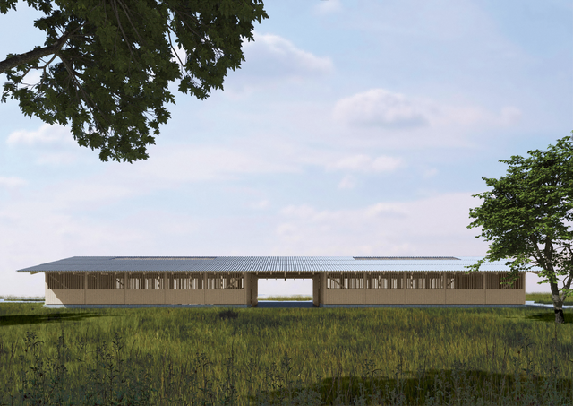 So wird er aussehen, der neue feste Stall für etwa 50 Tiere, die beim NABU Rhein-Erft im Naturschutzgebiet Friesheiner Busch zur Landschaftspflege eingesetzt werden.  | Foto: studio bauko architekten