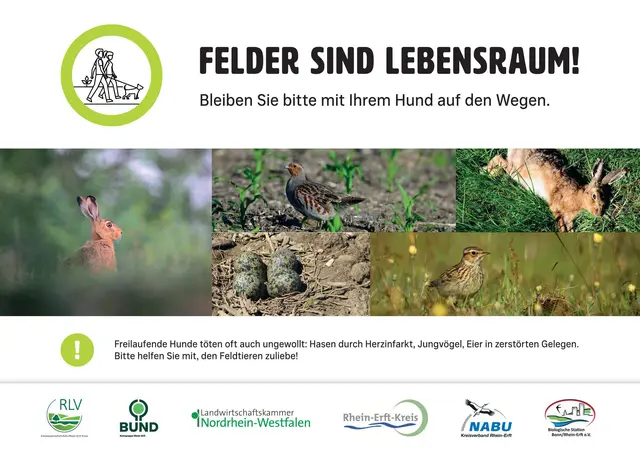 Die neuen Hinweisschilder „Felder sind Lebensraum“ sollen kreisweit an geeigneten Stellen aufgestellt werden.  | Foto: Rhein-Erft-Kreis