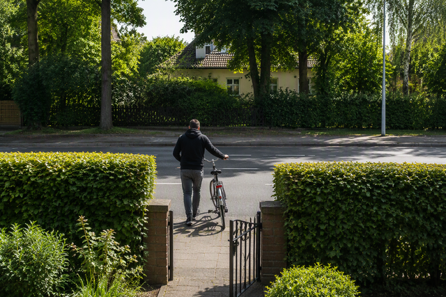 Eine Zeugin hatte beobachtet, wie ein Mann nach einem mutmaßlichen Einbruchsversuch ein Fahrrad über die Straße schob und anschließend an einer weiteren Haustür rüttelte. Die Polizei sucht nun mögliche Geschädigte und weitere Zeugen (Symbolfoto). | Foto: Montserrat Manke/ki-generiert mit Copilot