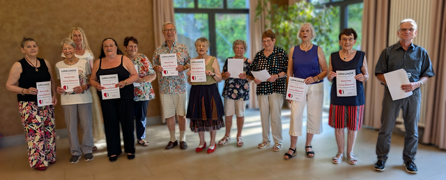 Für ihre langjährige Vereinstreue ausgezeichnete Mitglieder des Vereins für Sporttherapie Rheinbach. Rechts im Bild Vorsitzender Günter Winkel, daneben Gisela Kopp, die seit 35 Jahren dem Verein angehört.  | Foto: Norbert Tuschen