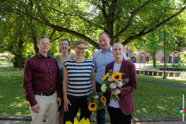 Hendrik Fuchs, Stephanie Bethmann, Birgit Vonester, Alexander Franz und Christian Schubert (v. li.) bilden den neuen grünen Kreisvorstand. | Foto: Michael Zöphel