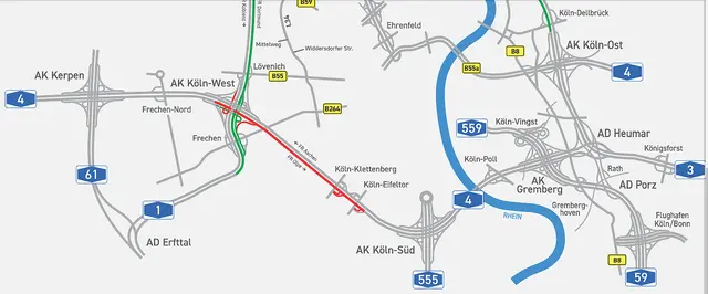 Die Autobahn GmbH Rheinland führt im September umfangreiche Sanierungs- und Instandsetzungsarbeiten an der stark beschädigten Fahrbahn der Autobahn A4 zwischen den Anschlussstellen Köln-West und Eifeltor aus.  | Foto: Grafik/Autobahn GmbH