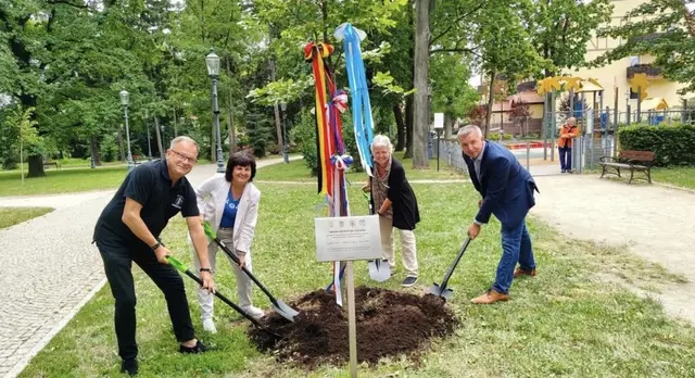 Als Zeichen der Verbundenheit wurde im Rahmen der Jubiläumsfeier ein Baum gepflanzt.  | Foto: Verein zur Förderung von Städtepartnerschaften e.V.