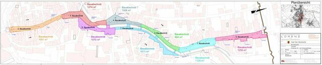 Der Plan zeigt die einzelnen Bauchschnitte für die Sanierung der Kernstadt von bad Münstereifel. Ob der angestrebte Zeitplan am Ende eingehalten werden kann, ist jetzt auch von der Witterung abhängig.  | Foto: Plan: Stadtverwaltung bad Münstereifel