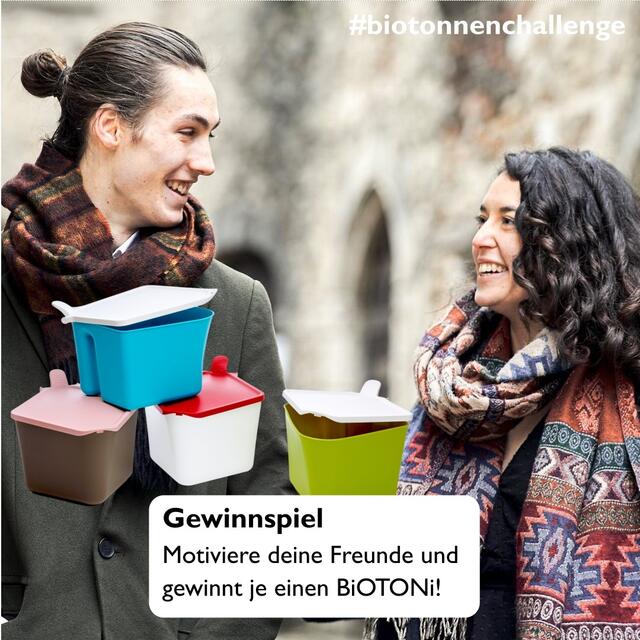 Ab Mitte November können Teilnehmer an der Biotonnenchallenge ein Vorsortiergefäß, den BiOTONi gewinnen. | Foto: Aktion Biotonne Deutschland