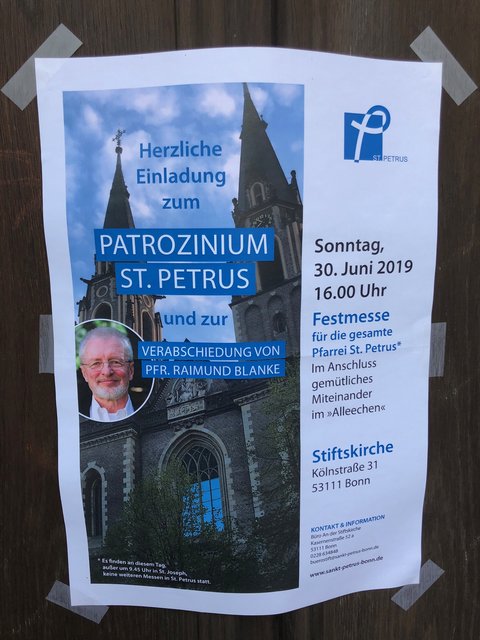 Aushang: Einladung zu Patrozinium und Verabschiedung von Pfr. Raimund Blanke
 | Foto: privat