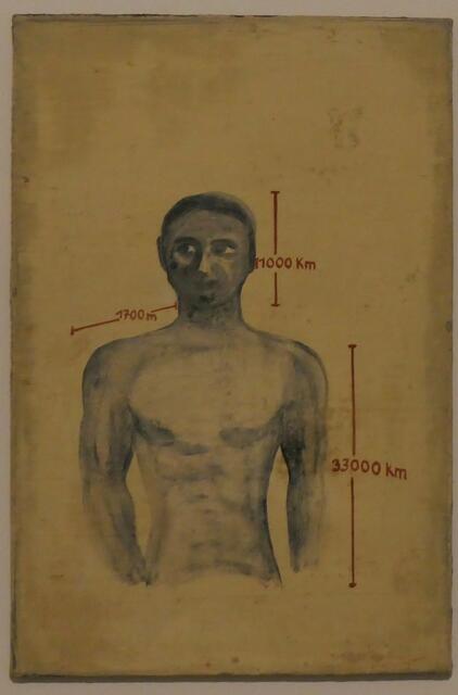 Seit da Vinci haben sich die Proportionen etwas verschoben. Norbert Schwontowski, „Ohne Titel“, 1988. | Foto: Rolf Thienen