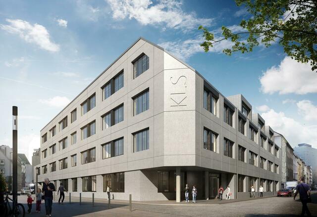 20 Millionen Euro fließen in die Errichtung eines klimafreudlichen Gebäudes mit Photovoltaik-Anlage sowie Dachbegrünung. | Foto: loomn architektur visualisierung, Entwurf Hahn Helten Architektur