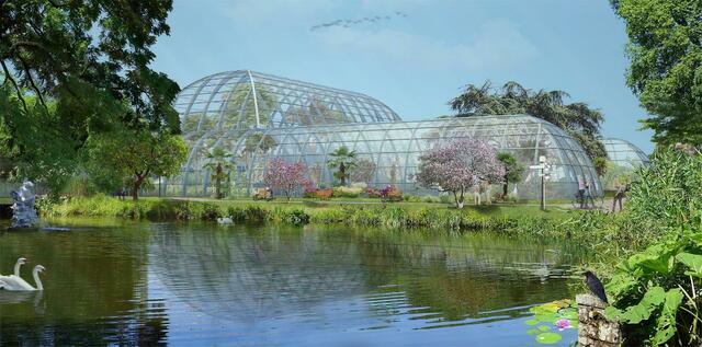 So wird sich das Gewächshaus-Ensemble im Botanischen Garten 2023 den Besuchern präsentieren. | Foto: Königs Architekten