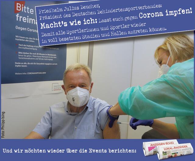 Der Präsident des Deutschen Behindertensportverbandes, der Bergneustädter Friedhelm Julius Beucher, appelliert ebenfalls, sich impfen zu lassen. | Foto: Philipp Ising