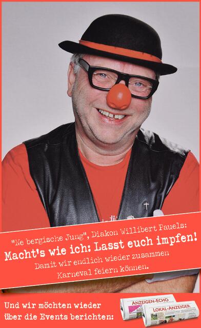 Endlich wieder zusammen Karneval feiern, das möchte Willibert Pauels und ruft zum Impfen auf. | Foto: Willibert Pauels