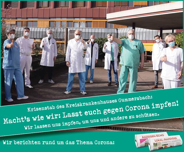 Der Krisenstab des Kreiskrankenhauses in Gummersbach lädt ebenfalls zum Nachahmen, also Impfen, ein. | Foto: Klinikum Oberberg