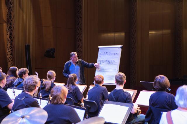 Und ein bisschen Theorie kann am Ende auch nicht schaden. Die Noten können alle lesen. Entscheidend ist, was man mit den Noten macht. Das Zauberwort heißt Paraphrasierung. Und Rob Bruynen zeigt, wie es die Profis machen. | Foto: Torsten Rabe