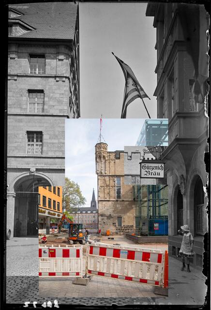 Der Gürzenich, um 1915 und heute. | Foto: (C) Rheinisches Bildarchiv Köln / Thomas Banneyer