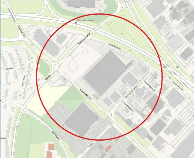 Der rot markierte Bereich wird evakuiert werden. | Foto: Stadt Köln