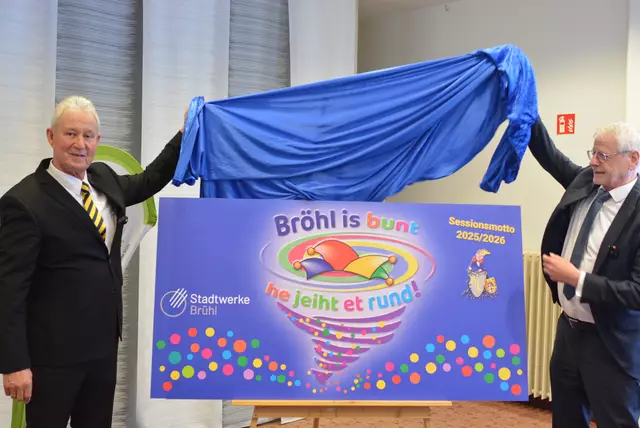 Das Sessionsmotto 2025/26: "Bröhl is bunt he jeiht et rund!" | Foto: Brodüffel