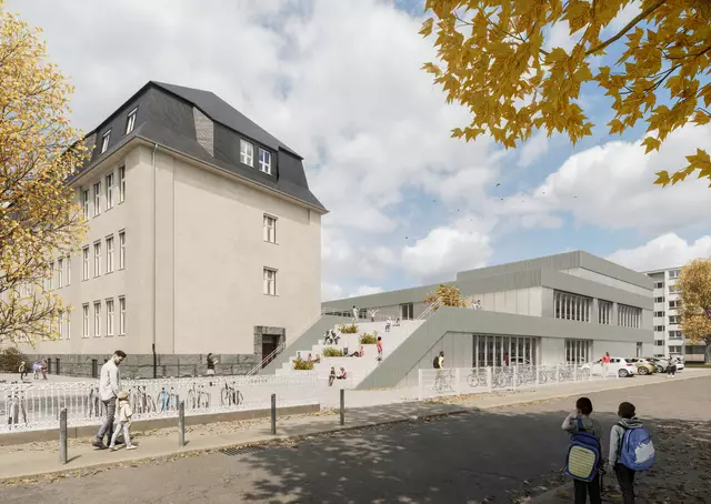 Der Erweiterungsbau soll im Sommer 2027 fertiggestellt sein. | Foto: Visualisierung_HahnHelten