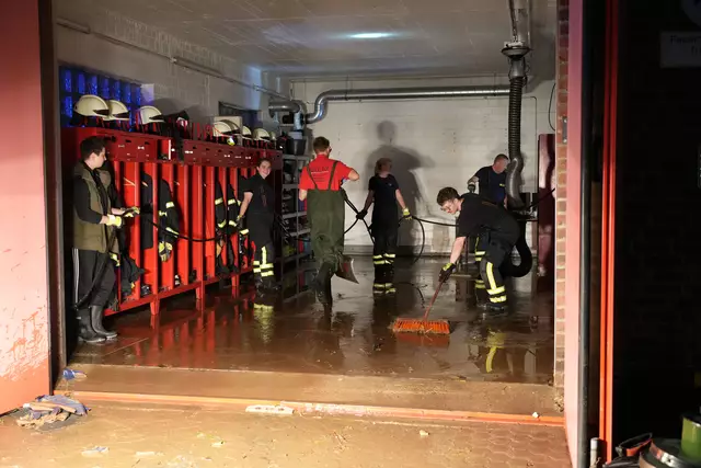 Auch das Gerätehaus der Löschgruppe Herrig war von dem Starkregenereignis betroffen. Das genaue Ausmaß muss sich erst noch zeigen. | Foto: Stadt Erftstadt
