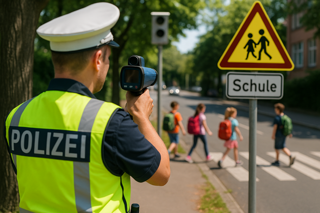 In Köln und Leverkusen kontrollierte die Polizei vor Schulen den Verkehr mit teils erschreckendem Ergebnis. Symbolbild KI-generiert, kein echtes Foto. | Foto: KI-generiert mit ChatGPT/OpenAI