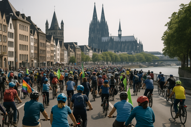 Das Ziel einer Sternfahrt wird am Sonntag der Heumarkt sein. Dort wird es eine Kundgebung geben. Symbolbild KI-generiert, kein echtes Foto.
 | Foto: KI-generiert mit ChatGPT/OpenAI