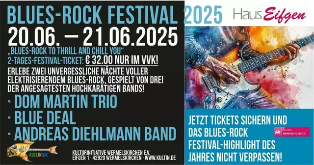 Foto: Fotos mit Dank und freundlicher Genehmigung von Haus Eifgen, Volker Fröhmer, O.T.T.O., BLUE DEAL, DOM MARTIN TRIO, ANDREAS DIEHLMANN BAND, Adrian Kunitz und Lisa Sheahan-Kunitz