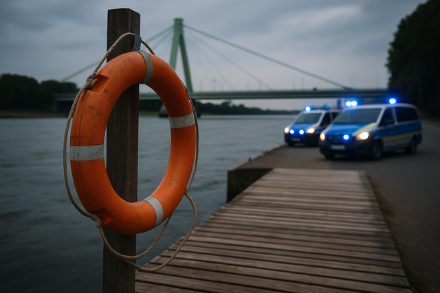 Zwei Kölner Polizistinnen retteten einen Mann aus dem Rhein, nachdem Passanten ihn zunächst mit einer Hundeleine gesichert hatten. Symbolbild KI-generiert, kein echtes Foto. | Foto: KI-generiert mit ChatGPT/OpenAI