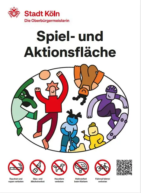 Kleines Schild, große Emotionen: Spielflächen sollen mit diesem Hinweis versehen werden.  | Foto: Stadt Köln