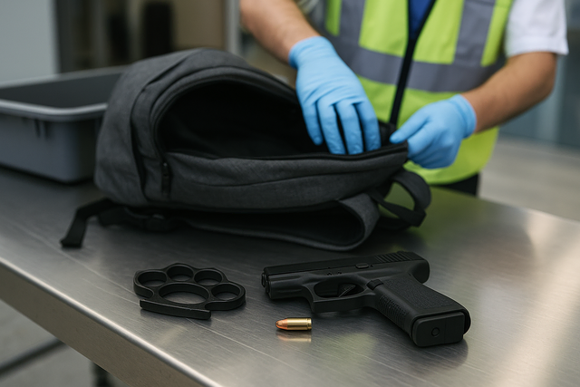 Bei Sicherheitskontrollen am Flughafen Köln/Bonn wurden Waffen gefunden und von der Bundespolizei beschlagnahmt. Symbolbild KI-generiert, kein echtes Foto. | Foto: KI-generiert mit ChatGPT/OpenAI