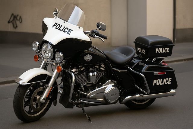 Ein ähnliches Motorrad der Marke Harley Davidson wurde in der Innenstadt gestohlen. Symbolbild KI-generiert, kein echtes Foto. | Foto: KI-generiert mit ChatGPT/OpenAI