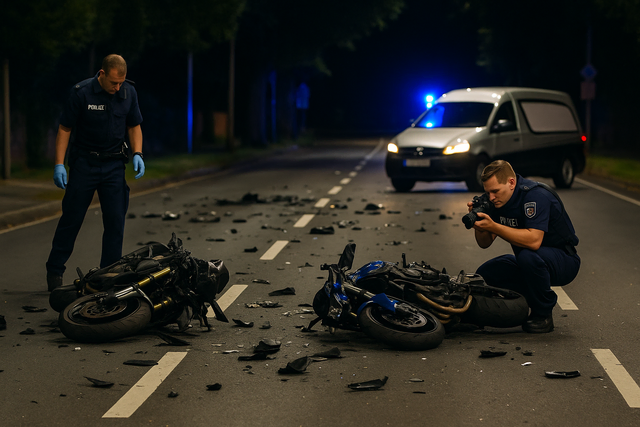  Zwei Motorräder stießen in unmittelbarer Nähe zum Flughafen Köln zusammen. Symbolbild KI-generiert, kein echtes Foto. | Foto: KI-generiert mit ChatGPT/OpenAI