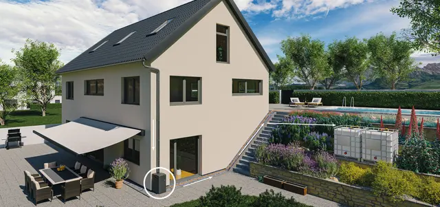 Das Dach eines Hauses liefert übers Jahr genügend Regenwasser, um eine große Zisterne im Garten für heiße, regenarme Monate zu befüllen. Foto: DJD/3P Technik Filtersysteme