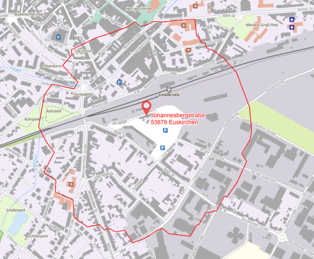 Die karte zeigt den Radius des zu evakuierenden Gebietes in der Euskirchener Innenstadt | Foto: Stadt Euskirchen