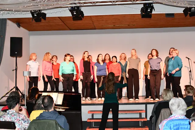 Der Chor "Schöne Töne" machte seinem Namen mit einem feinen ABBA-Medley alle Ehre. | Foto: Foto: Brodüffel