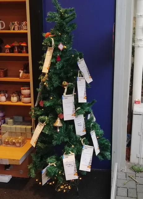 Die Buchhandlung Thalia am Markt 15 macht bei der Wunschbaumaktion mit.
Bis zum 23. Dezember können hier Wünsche von Kindern erfüllt werden.  | Foto: Heike Löhrer