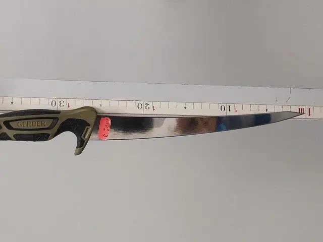 Diese Filetiermesser führte der Belgier griffbereit im Rucksack mit.  | Foto: Bundespolizei