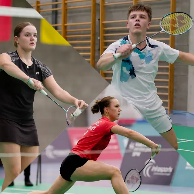 Sie rechnen sich noch Chancen für die Europameisterschaft im Badminton aus: Maike Iffland (l.), Fynn Ohliger (r.) und Kalliope Hermel (unten). Fotos: Randy Berends