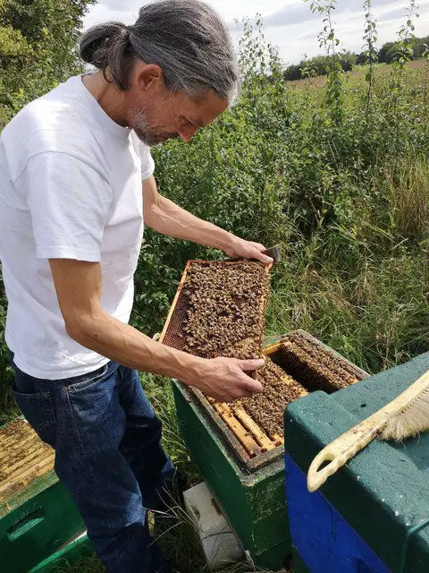 Lars Meyke, Imkermeister, Leiter der Imkerei der Bienenkunde, Berusausbildung und Königinnenzucht, LWK Münster | Foto: Bildrechte: Lars Meyke