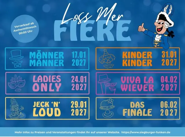 Alle Karnevals-Events 2027 der Funken auf einen Blick: Auch in der Karnevalssession 2026/27 präsentieren die Blau-Weissen wieder Top-Programme auf ihren Veranstaltungen.
 | Foto: Funken Blau-Weiss