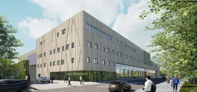 Nach Vorstellung der CDU-Fraktion soll die Holzfassade der neuen Feuer- und Rettungswache gegen eine Fassade aus Metall ausgetauscht werden. | Foto: Visualisierung Stark Architekten